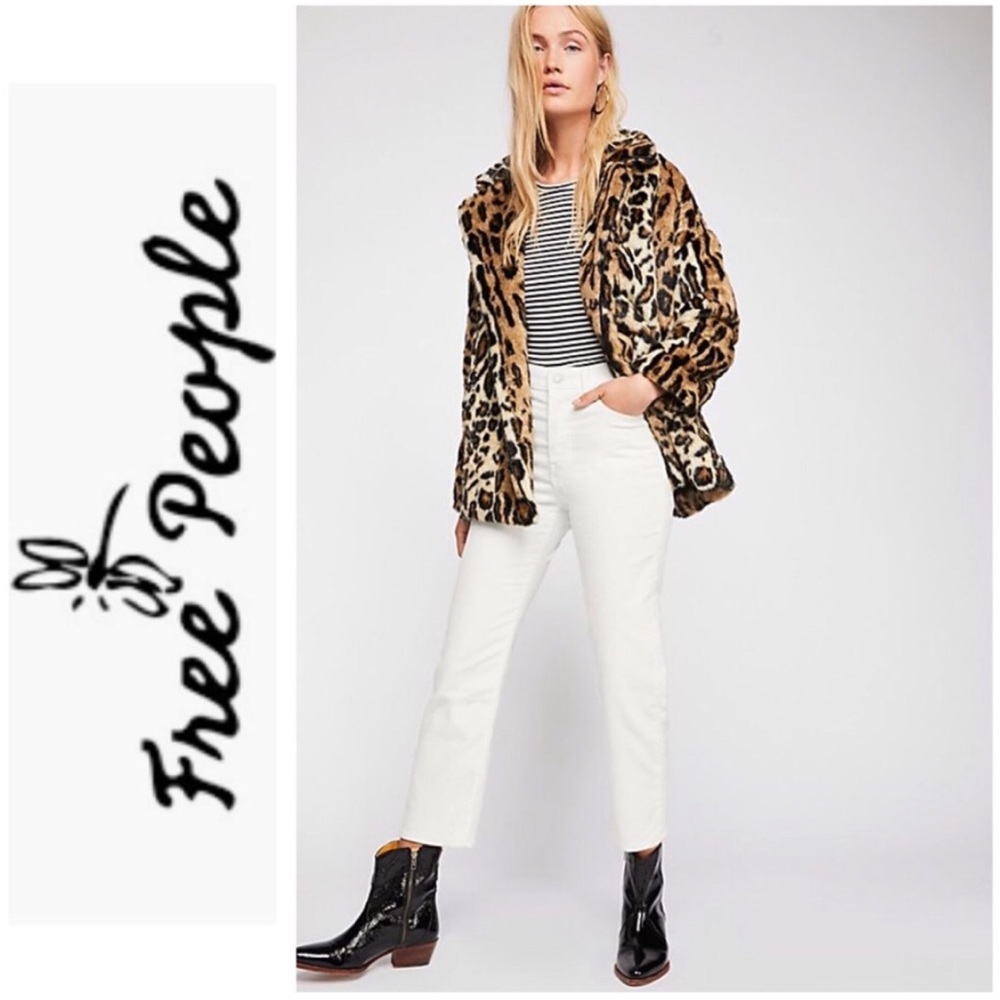 Free People Leopard Print Faux Fur Teddy Bear Coat - Picture 2 of 6